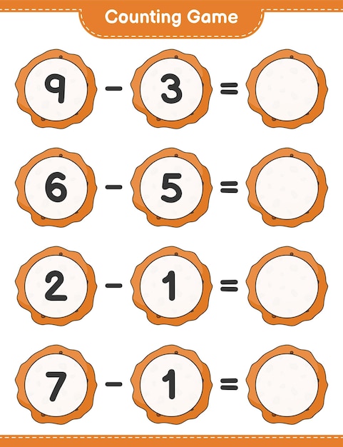 Counting game, count the number of Cookie and write the result. Educational children game, printable worksheet, vector illustration