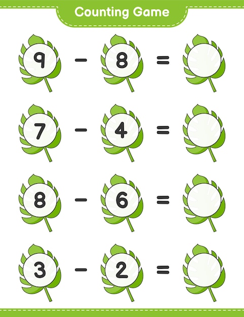 Counting game count the number of Monstera and write the result Educational children game