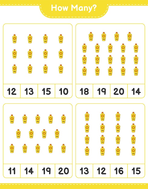 Counting game, how many Sunscreen. Educational children game, printable worksheet 