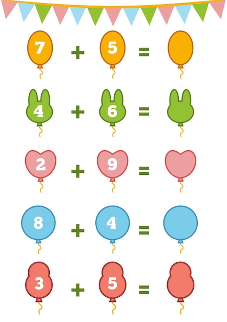 Counting Game for Preschool Children Count the numbers in the picture and write the result