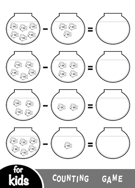 Counting Game for Preschool Children Educational math game Count number of fish and write result