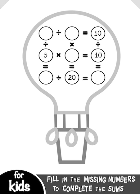 Counting Game for Preschool Children Educational math worksheet with Air balloon