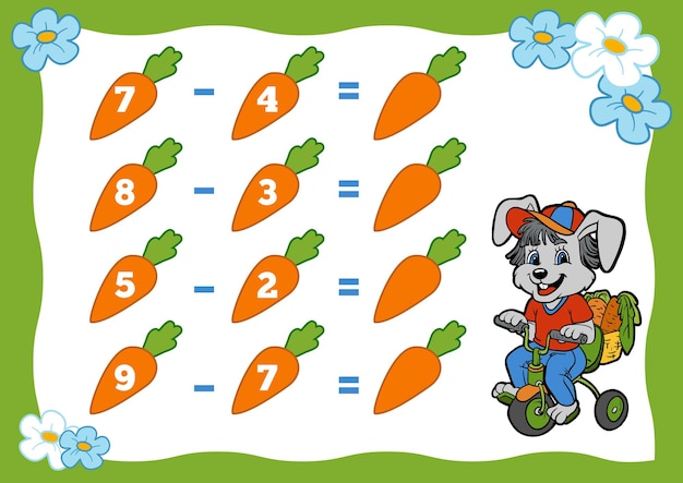 Counting Game for Preschool Children Rabbit and carrots Educational a mathematical game