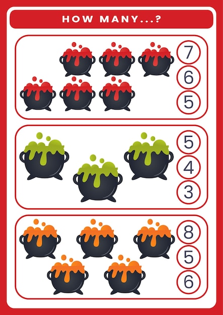 Counting game theme halloween worksheet for kids