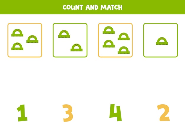 Counting game with cute rulers. Math worksheet.