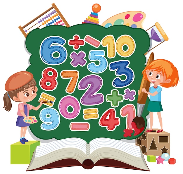 Counting number 0 to 9 and math symbols for kids