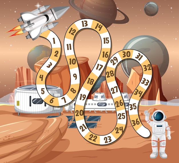 Counting numbers game template with astronaut theme