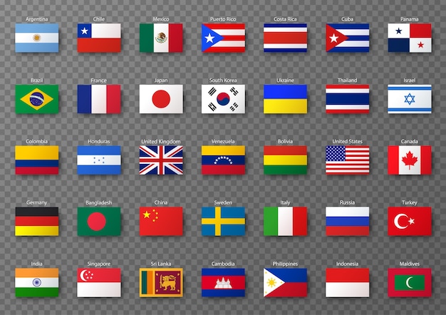 Vector country flags collection in realistic style