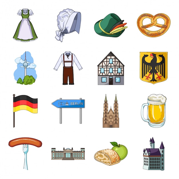 Country germany  cartoon set icon. Oktoberfest cartoon set icon.  country germany  .