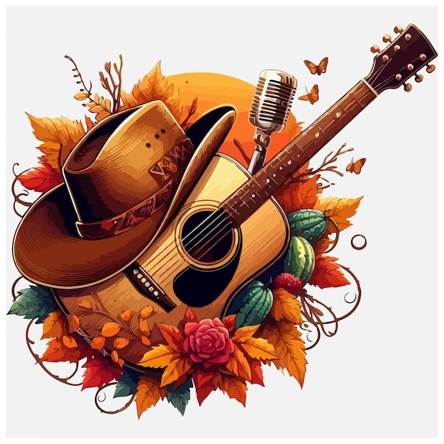 Country music Guitar stock illustration