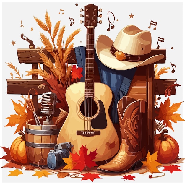 Country music Guitar stock illustration