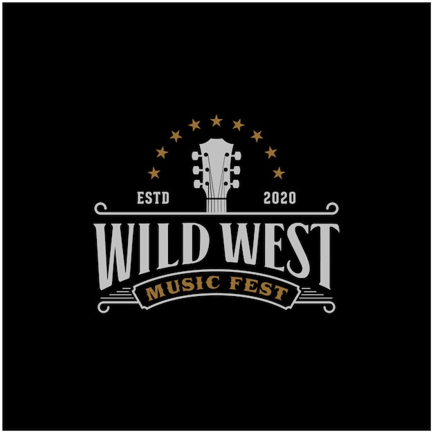 Country Music Western Retro logo template