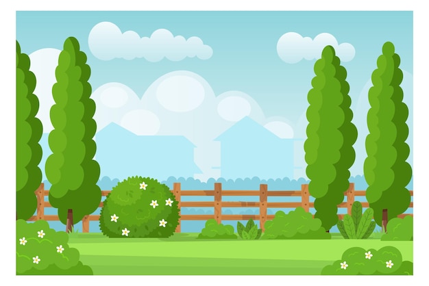 Countryside greenery scene Rural landscape Outdoor summer Vector illustration