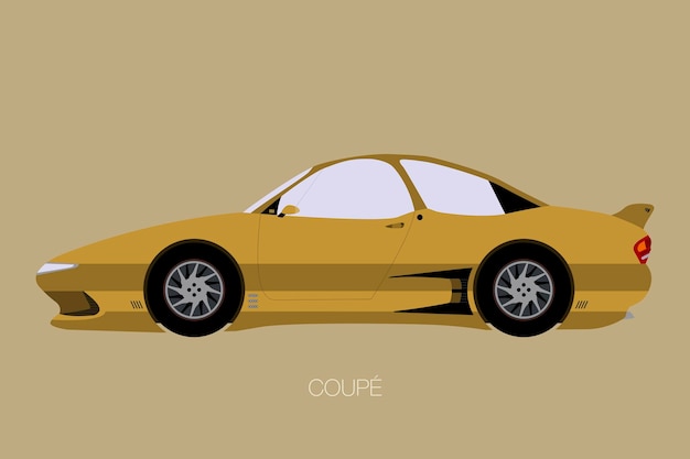 Coupe car side view Flat design Fully editable