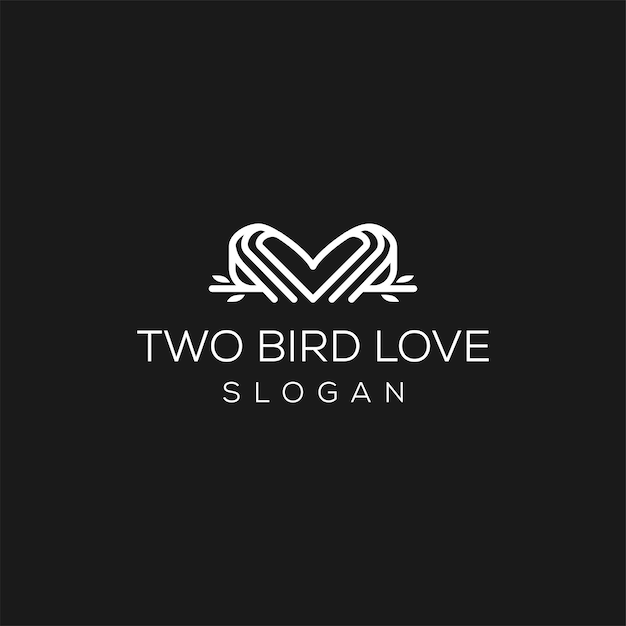 Couple bird logo design outline style