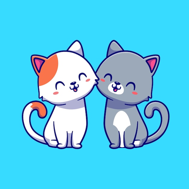 Couple Of Cat Cartoon Illustration