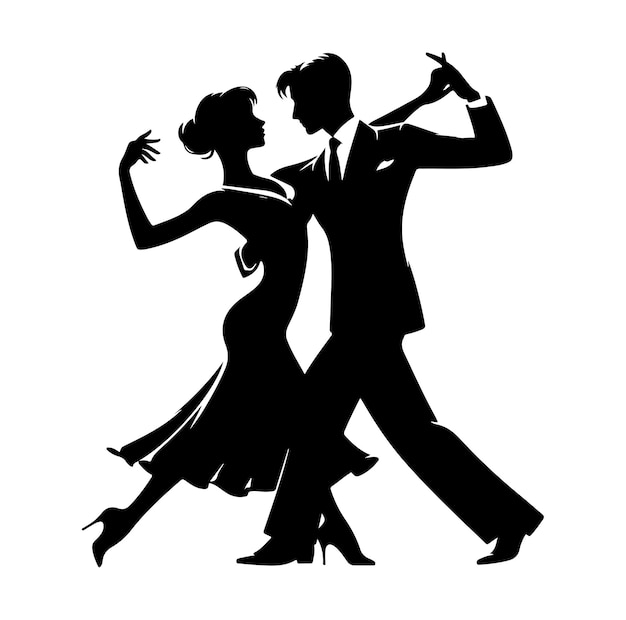 couple dancing ballroom dance Silhouette vector illustration