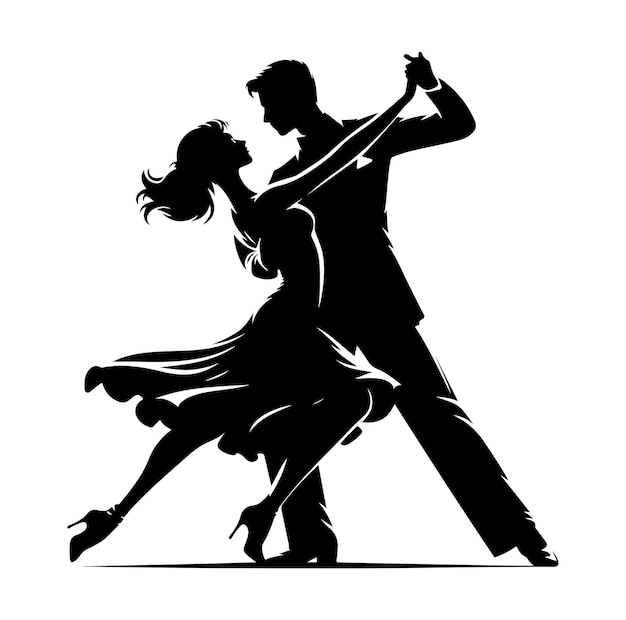 couple dancing ballroom dance Silhouette vector illustration