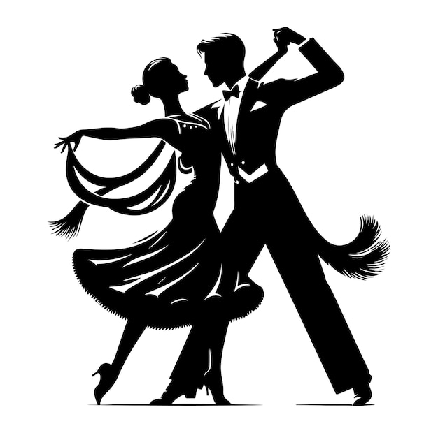 couple dancing ballroom dance Silhouette vector illustration