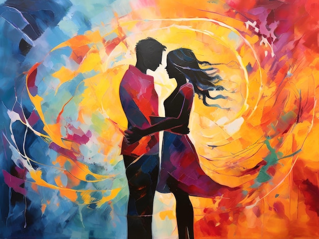 Vector couple dancing in love the evening city watercolor couple watercolor