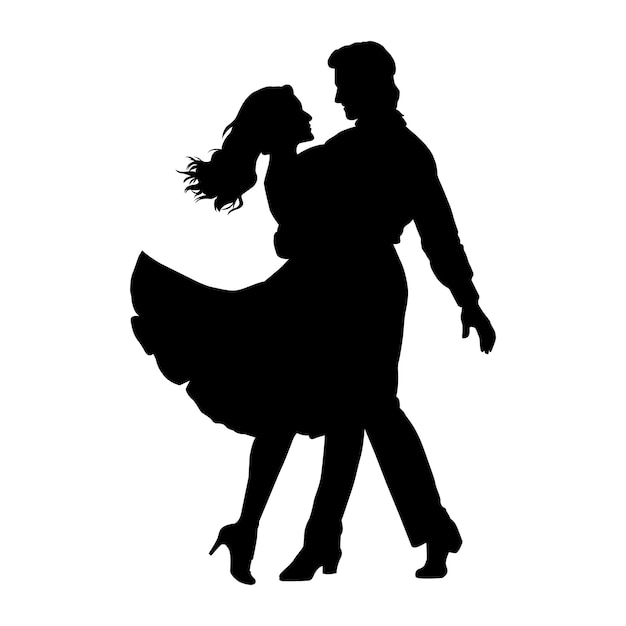 Couple Dancing Silhouette on White