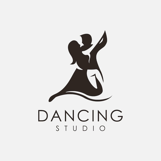 Couple dancing studio logo vector icon template on white background