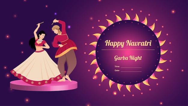 Couple dandiya vector banner creative dandiya vector Happy Navratri