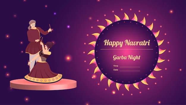 Couple dandiya vector banner creative dandiya vector Happy Navratri