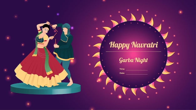 Couple dandiya vector banner creative dandiya vector Happy Navratri