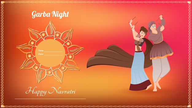 Couple dandiya vector illustration creative dandiya banner Happy Navratri