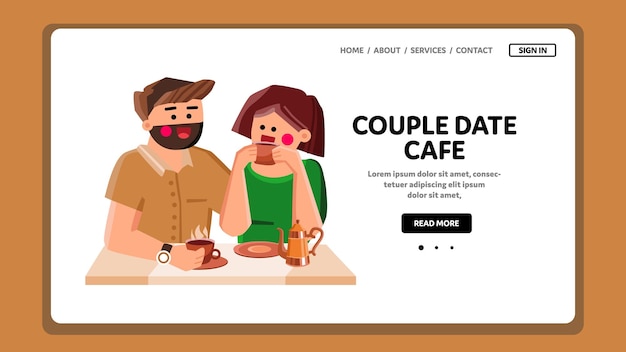 Couple date cafe vector