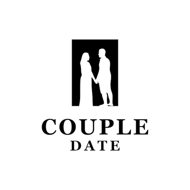 Couple date silhouette logo vector