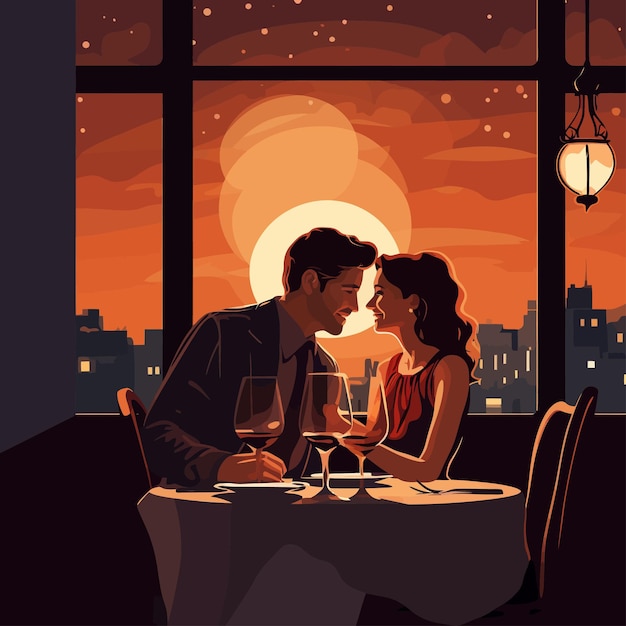 Vector couple_dinner_romantic_dinner_love_restaurant