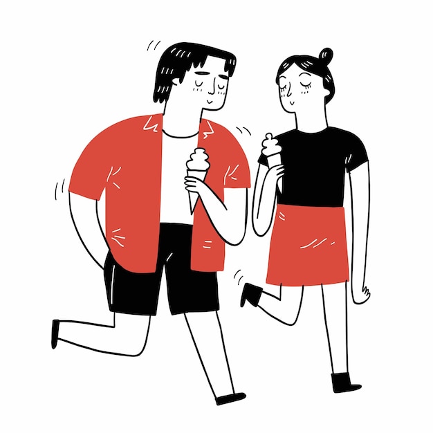 Couple eating ice cream