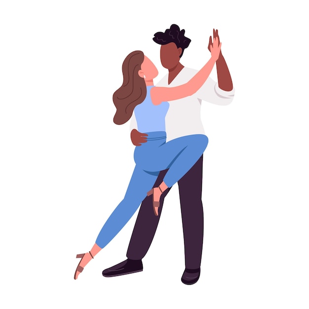 Couple enjoying dance lesson semi flat color vector characters