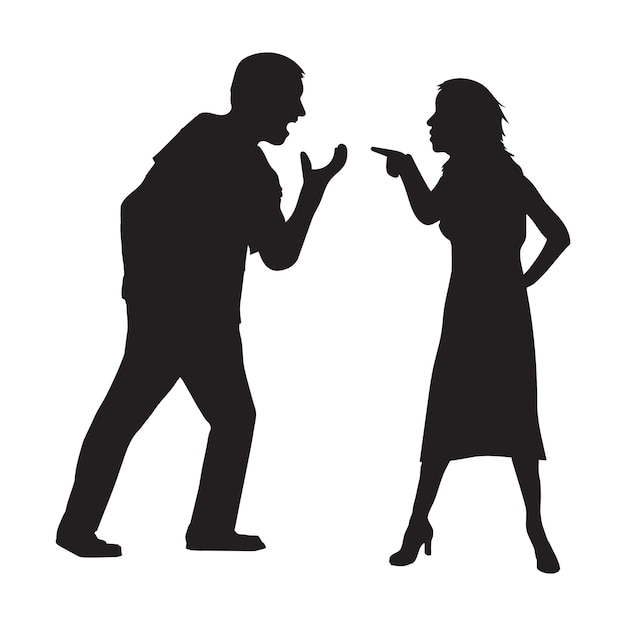 Couple Fighting Silhouette