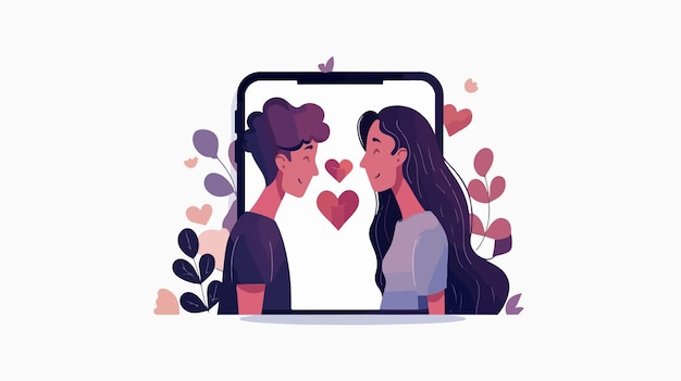 Vector a couple in front of a mirror that says love