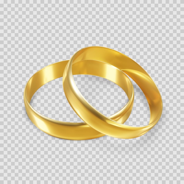 Couple of glossy golden rings Ring symbol of wedding Vector isolated