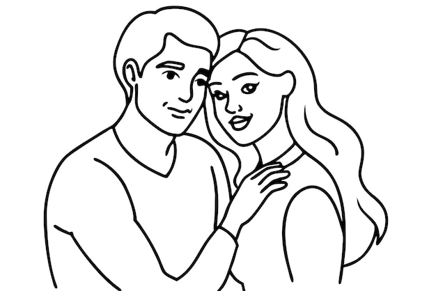 Couple Hugging Line Art Heartfelt Hug Design