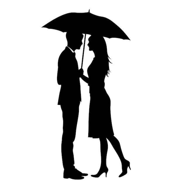 a couple is standing under an umbrella that says  the silhouette