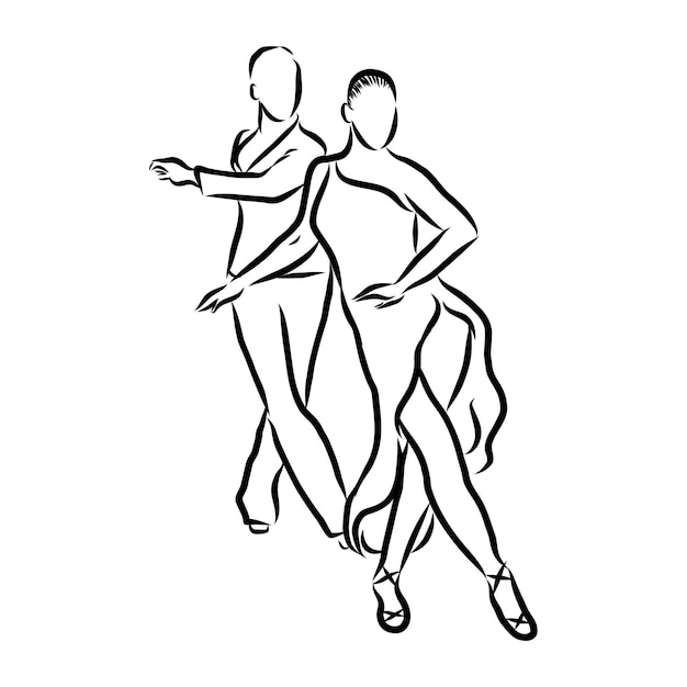 Couple of latin dancers, vector sketch illustration