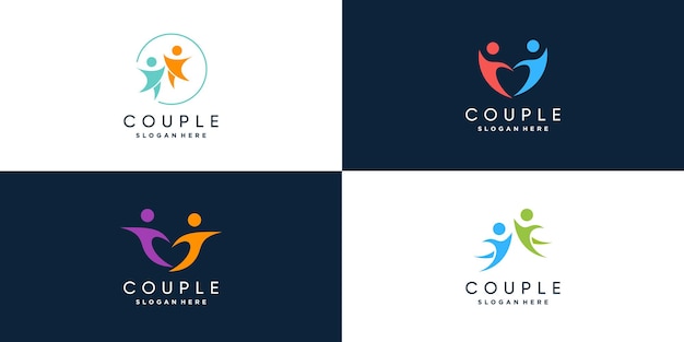 Couple logo collection with modern unique concept Premium Vector