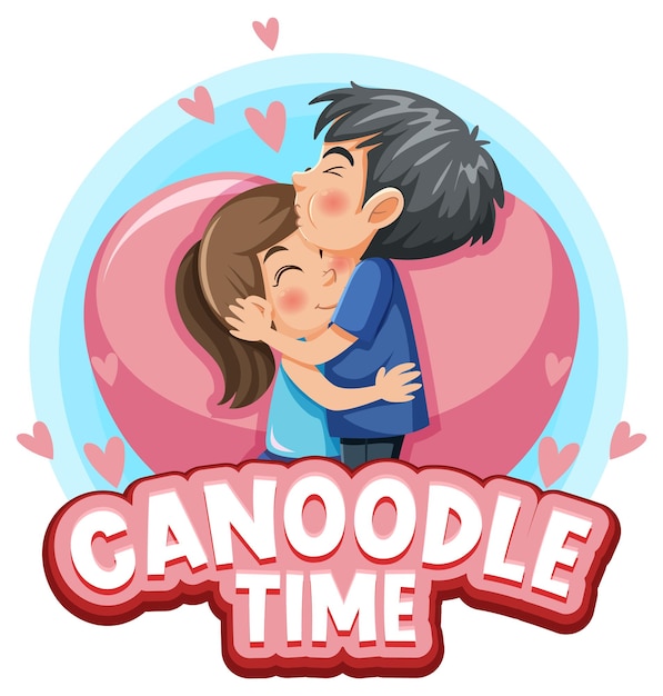 An couple in love cartoon character with word expression