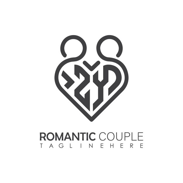 Couple love Heart symbol ALL letter logo icon design template