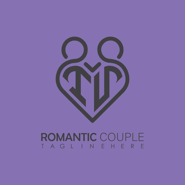 Couple love Heart symbol ALL letter logo icon design template