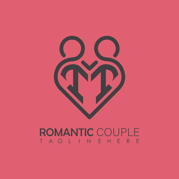 Couple love Heart symbol ALL letter logo icon design template