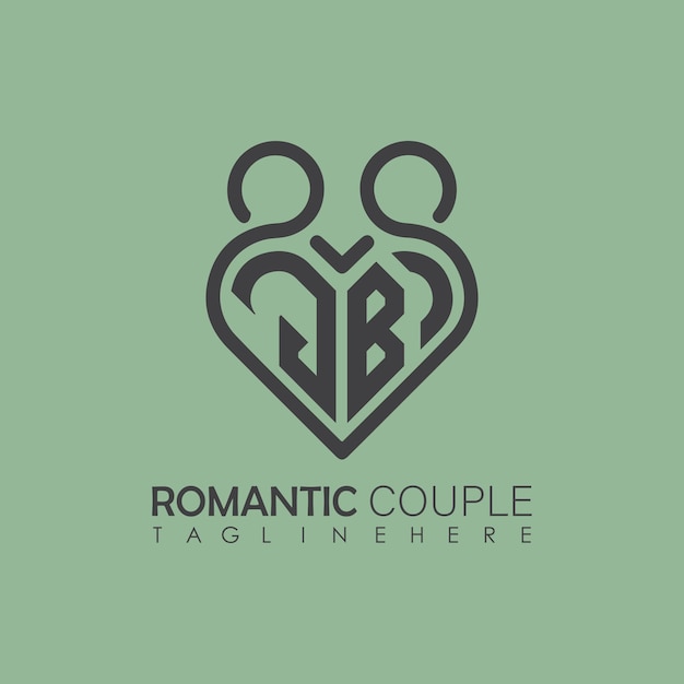 Couple love Heart symbol ALL letter logo icon design template