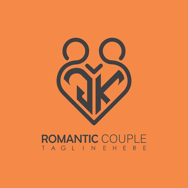 Couple love Heart symbol ALL letter logo icon design template