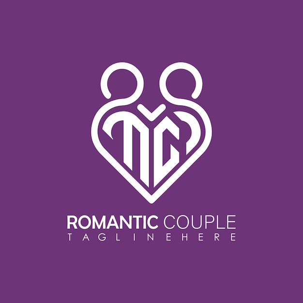 Couple love Heart symbol ALL letter logo icon design template