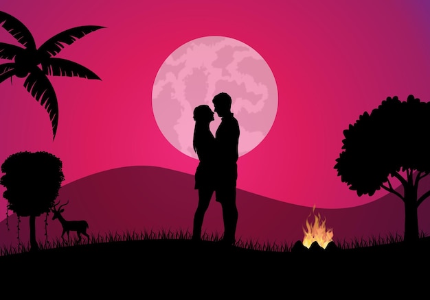 Couple love landscape background